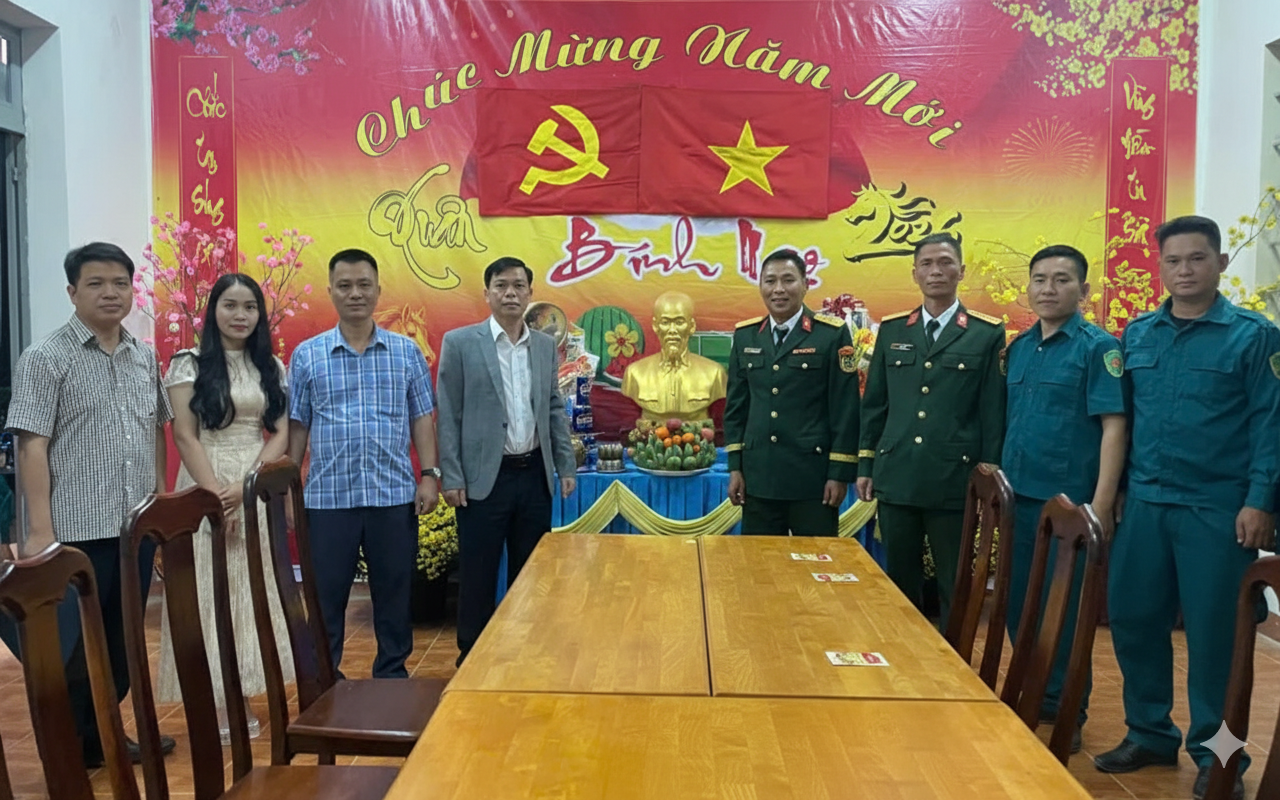 Đồng chí Bí thư Đảng ủy xã thăm, chúc tết các đơn vị trực tết đêm giao thừa